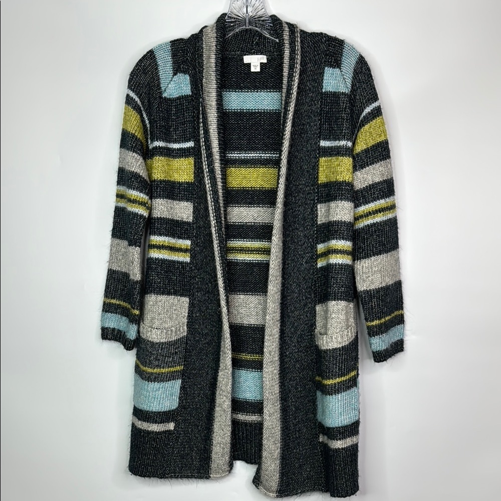 J.Jill Sweater Cardigan Longline Thick Stripe Open Front Cardigan Sweater XS